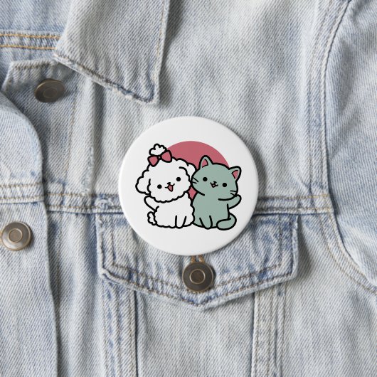 Badge Rond 7,6 Cm Conception "Fur-Real Friends Forever" (En situation)