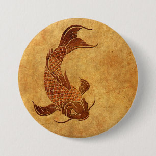 Badge Rond 7,6 Cm Conception portée vintage de poissons de Koi