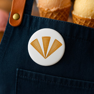 Badge Rond 7,6 Cm Cône de glace triple gaufre dessert d'été