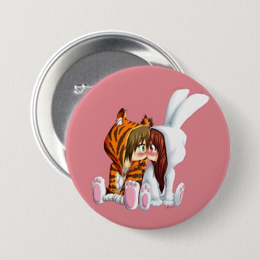 Badge Rond 7,6 Cm Conejito ET Tigre, Chibi (Devant & derrière)