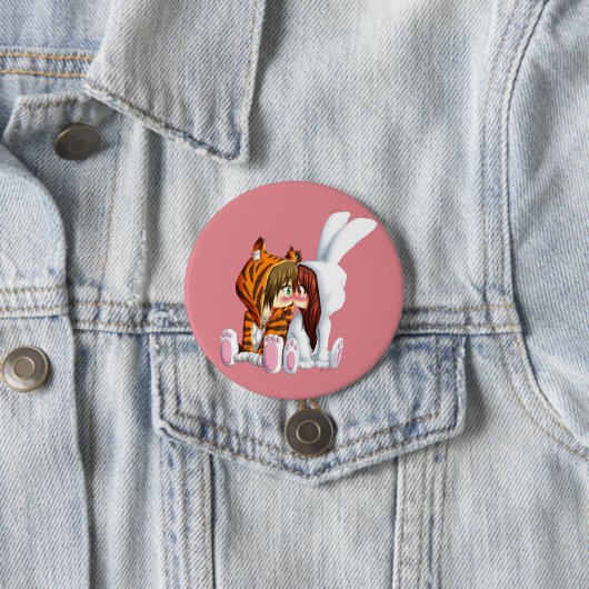 Badge Rond 7,6 Cm Conejito ET Tigre, Chibi (En situation)