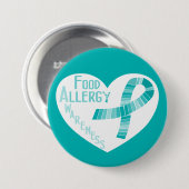 Badge Rond 7,6 Cm Conscience turquoise d'allergie alimentaire de (Devant & derrière)