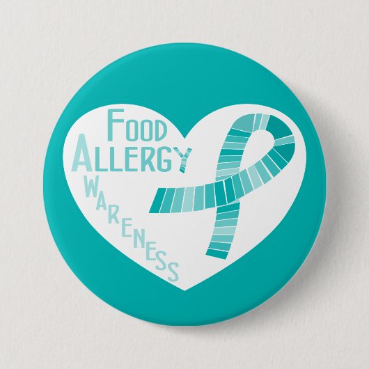 Badge Rond 7,6 Cm Conscience turquoise d'allergie alimentaire de (Devant)