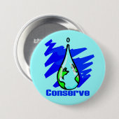 Badge Rond 7,6 Cm Conserver l'eau Terre goutte d'eau (Devant & derrière)