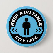 Badge Rond 7,6 Cm Conserver Une Distance (Devant)