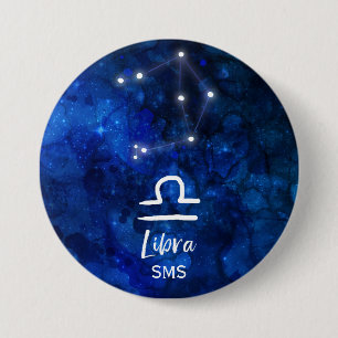 Badge Rond 7,6 Cm Constellation du zodiaque de la Balance Monogramme