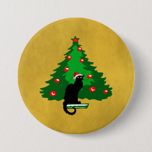 Badge Rond 7,6 Cm Conversation Noir Noël