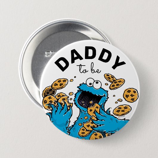 Badge Rond 7,6 Cm Cookie Monster Baby shower Papa (Devant & derrière)