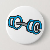 Badge Rond 7,6 Cm Cool Dumbbell Fitness Blue and Grey Graphisme (Devant)