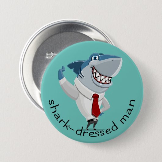 Badge Rond 7,6 Cm Cool habillé de requin (Devant & derrière)