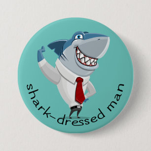 Badge Rond 7,6 Cm Cool habillé de requin