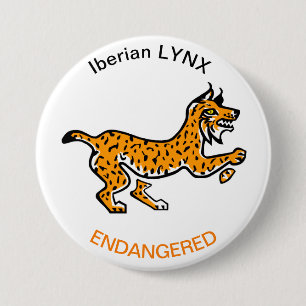 Badge Rond 7,6 Cm Cool Ibérique LYNX - Animaliste - Faune -