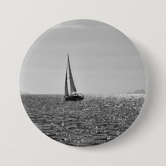 Badge Rond 7,6 Cm Cool photo moderne bateau à voile en été (Devant)