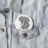 Badge Rond 7,6 Cm Cool Save ELEPHANTS - Graphique animal en voie de  (En situation)
