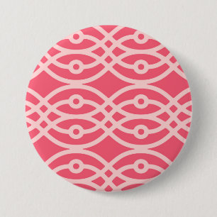 Badge Rond 7,6 Cm Copie de kimono, rose de corail profond
