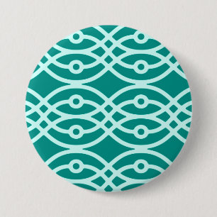 Badge Rond 7,6 Cm Copie, turquoise et aqua de kimono