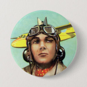 Badge Rond 7,6 Cm Copie vintage d'aviateur