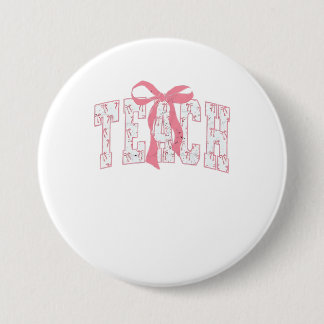Badge Rond 7,6 Cm Coquette Bow Pencil Design Enseignants Enseignants