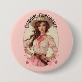 Badge Rond 7,6 Cm Coquette Cowgirl Western Mode Portrait (Devant)