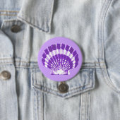 Badge Rond 7,6 Cm Coquillage - violet et blanc (En situation)