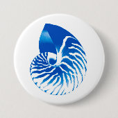 Badge Rond 7,6 Cm Coquille de Nautilus - bleu cobalt et blanc (Devant)