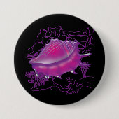 Badge Rond 7,6 Cm Coquille marine rose (Devant)