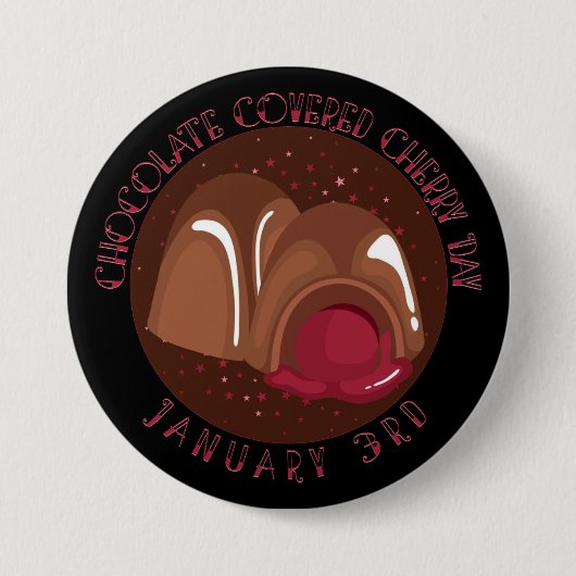 Badge Rond 7,6 Cm Cordiaux de cerises recouverts de chocolat (Devant)