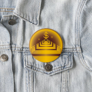 Badge Rond 7,6 Cm Corridor de la banque dorée Finance dollar brillan