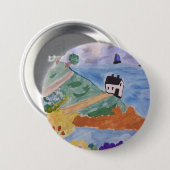 Badge Rond 7,6 Cm Côte d'été & Fleurs (Devant & derrière)