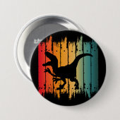 BADGE ROND 7,6 CM COUCHER DE SOLEIL DE DINOSAURE 2 (Devant & derrière)