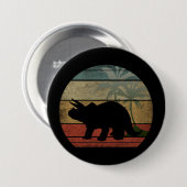 BADGE ROND 7,6 CM COUCHER DE SOLEIL DINOSAURE 3 (Devant & derrière)
