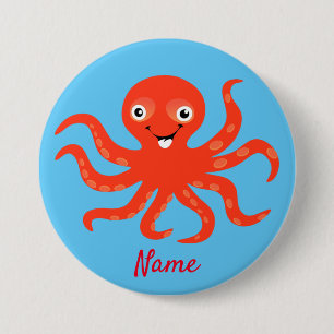 Badge Rond 7,6 Cm Coucou rouge souriant Octopus Thunder_Cove