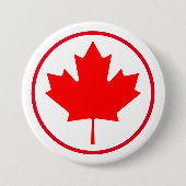 Badge Rond 7,6 Cm Couleurs du drapeau canadien feuille d'érable roug (Devant)
