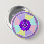 Badge Rond 7,6 Cm Couleurs pastel & coeurs violets battre (Devant & derrière)