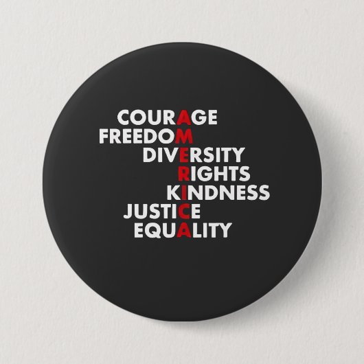 Badge Rond 7,6 Cm Courage Liberté Droits Diversité (Devant)