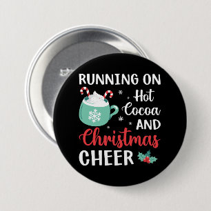 Badge Rond 7,6 Cm Courir sur le cacao chaud et la fête de Noël