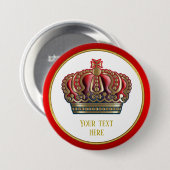 Badge Rond 7,6 Cm Couronne de la Croix Royale - Bleu Or (Devant & derrière)