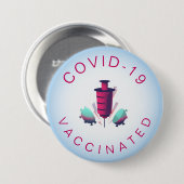 Badge Rond 7,6 Cm Covid-19 Vacciné Moderne Graphique Typographie Ros (Devant & derrière)