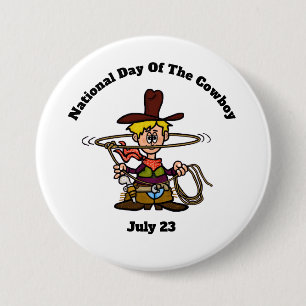 Badge Rond 7,6 Cm Cowboy avec bouton de corde
