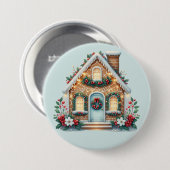 Badge Rond 7,6 Cm Cozy Gingerbread House Holiday Illustration (Devant & derrière)