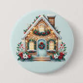 Badge Rond 7,6 Cm Cozy Gingerbread House Holiday Illustration (Devant)