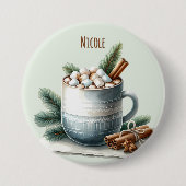 Badge Rond 7,6 Cm Cozy Winter Cocoa Marshmallow Scene (Devant)