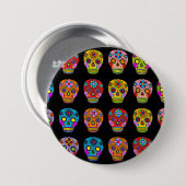 Badge Rond 7,6 Cm Crâne à sucre (Devant & derrière)