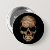 Badge Rond 7,6 Cm Crâne criqué émergeant de l'obscurité (Devant & derrière)