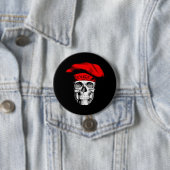 Badge Rond 7,6 Cm Crâne de chef Casquette rouge (En situation)