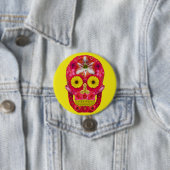 Badge Rond 7,6 Cm Crâne de fleurs 6 (En situation)