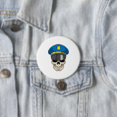 Badge Rond 7,6 Cm Crâne en tant qu'officier de police avec casquette (En situation)