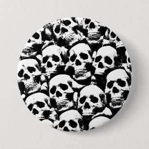 Badge Rond 7,6 Cm crâne humain déplaisant motif horreur gothique art