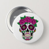 Badge Rond 7,6 Cm Crâne mexicain 2 (Devant & derrière)