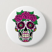Badge Rond 7,6 Cm Crâne mexicain 2 (Devant)